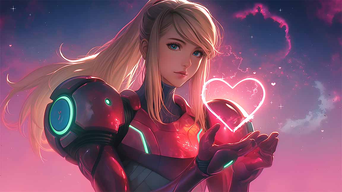 samus aran heart valentines desktop wallpaper cover