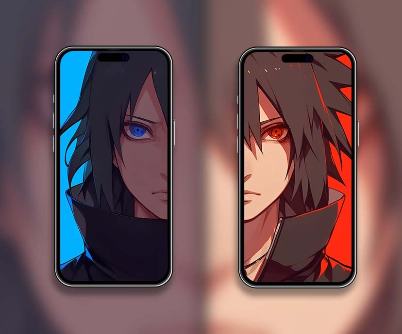sasuke uchiha blue and red eye matching wallpapers collection