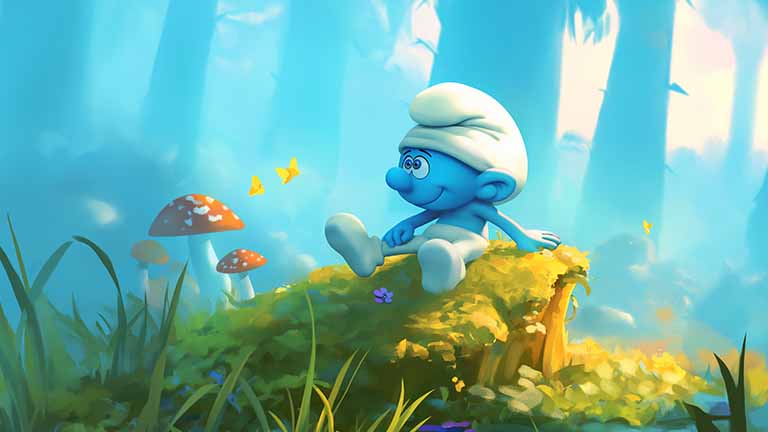 smurf village peaceful day desktop wallpaper cover