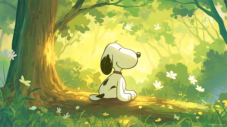 snoopy nature forest serene pc wallpaper cover