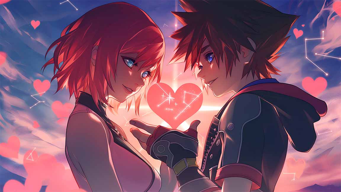 sora and kairi destiny islands valentines desktop wallpaper cover