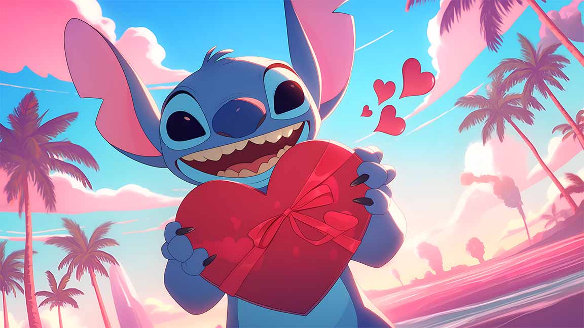 stitch with heart valentines desktop wallpaper cover