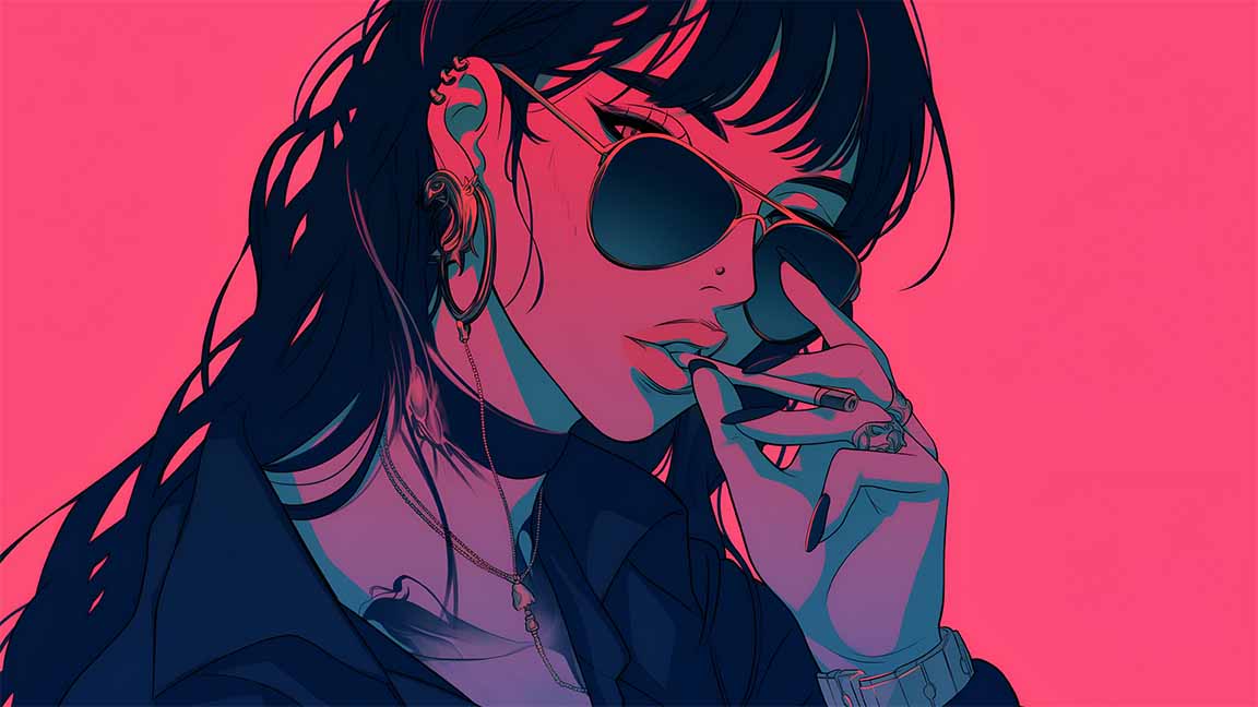stylish baddie girl dark pink shades desktop wallpaper cover