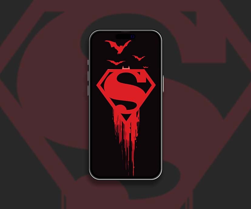 superman & batman red logo design wallpapers collection