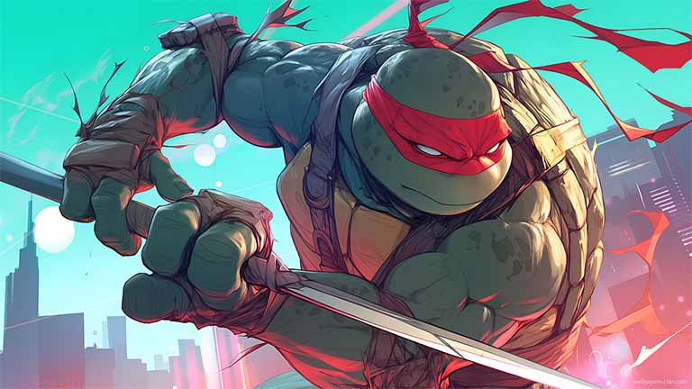 tmnt raphael cityscape action pc wallpaper cover