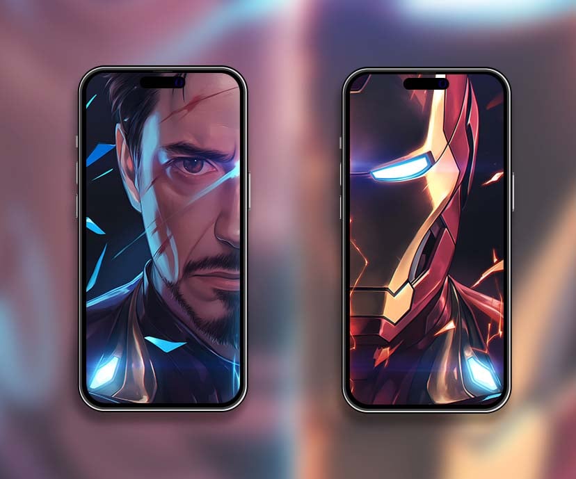 tony stark and iron man marvel matching wallpapers collection