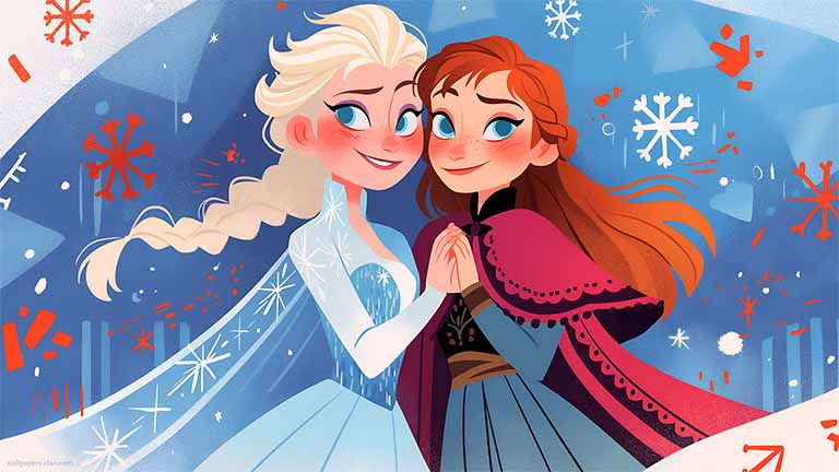 anna elsa snowflake sisters desktop wallpaper cover