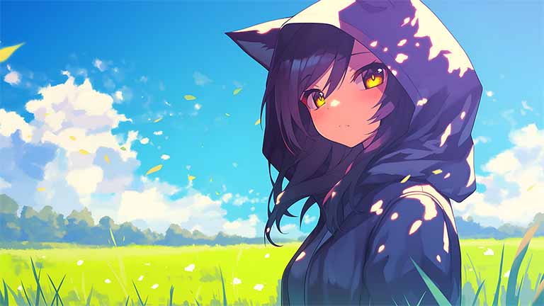 aphmau cat ears field scene desktop wallpaper cover