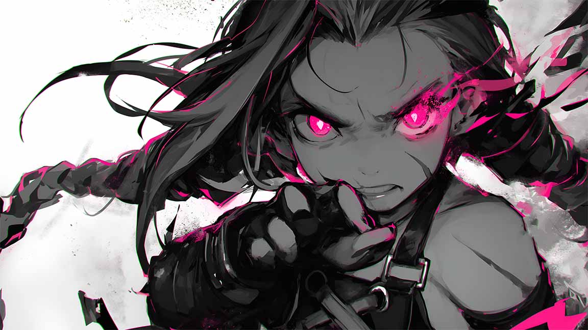 arcane jinx glowing eyes desktop wallpaper cover