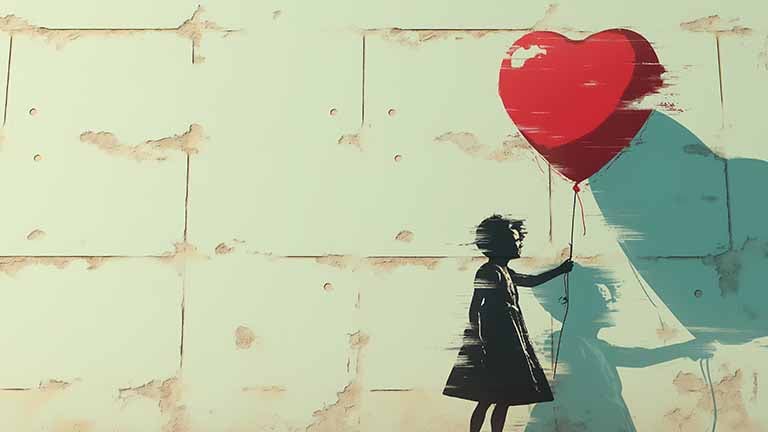 banksy balloon girl red heart balloon desktop wallpaper cover