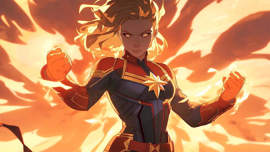 captain marvel fiery power epic pc wallpaper cover