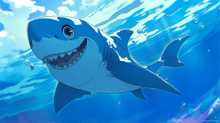 cartoon shark underwater pc wallpaper cover
