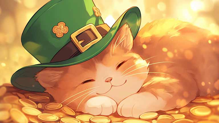 cat in leprechaun hat st patricks day desktop wallpaper cover