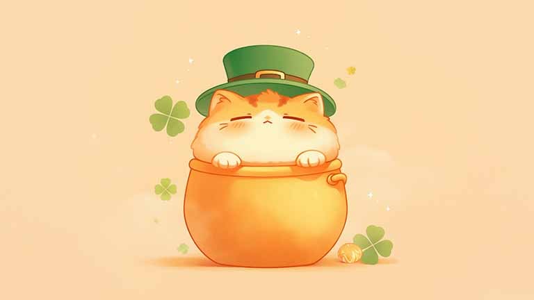 cat in pot st patricks day desktop wallpaper cover