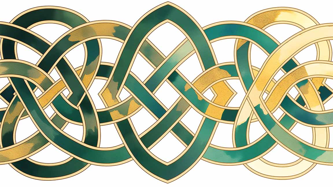 celtic knot green and gold pattern st patrick's day desktop wallpaper cover