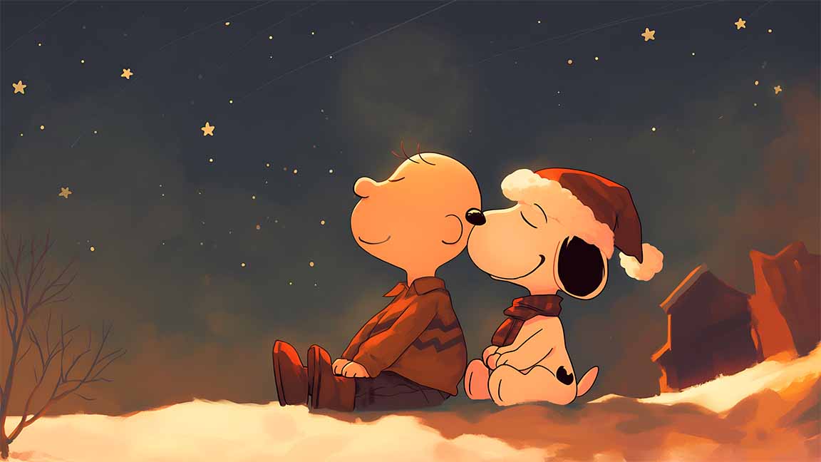charlie brown & snoopy christmas night cartoon desktop wallpaper cover