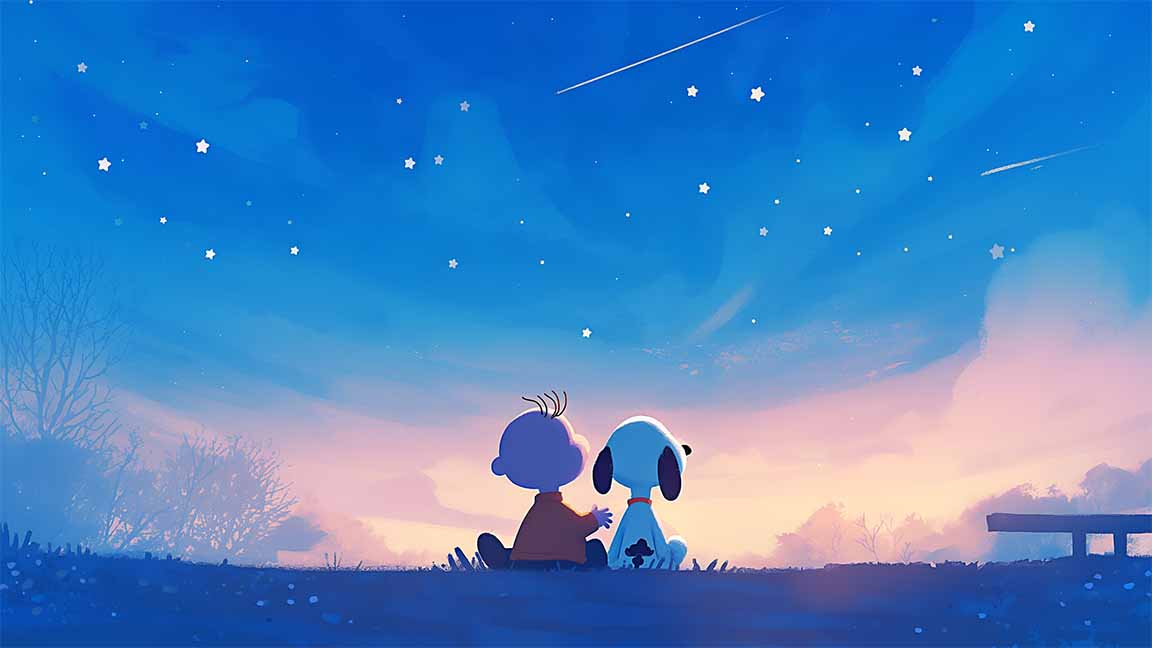 charlie brown snoopy starry night desktop wallpaper cover