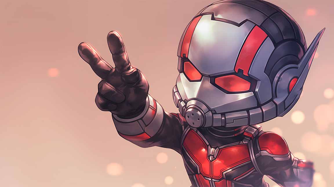 chibi ant man marvel blurred desktop wallpaper cover