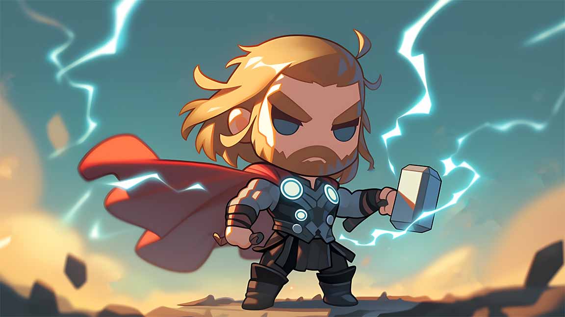 chibi thor lightning mjolnir desktop wallpaper cover