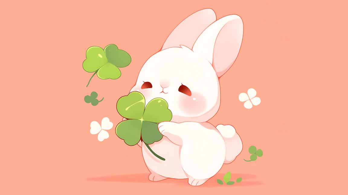 cute bunny shamrock lucky charm st patrick's day desktop wallpaper cover