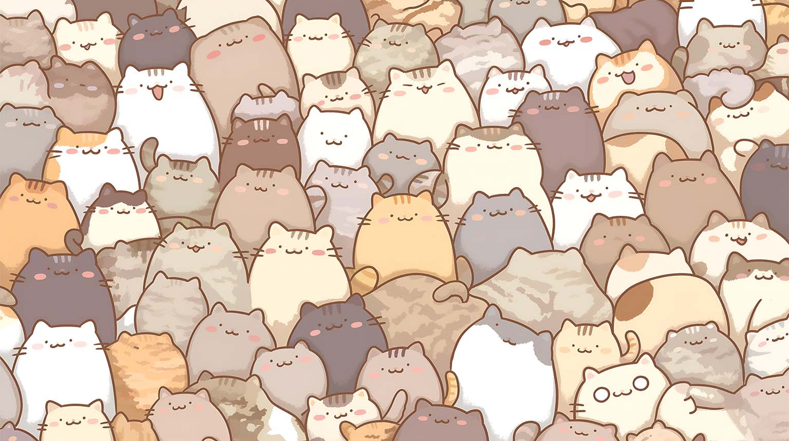 Cute Cats Pattern Desktop Wallpaper 4K - Cute Cats Wallpaper 4K