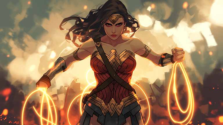 dc comics wonder woman golden armor desktop wallpaper cover
