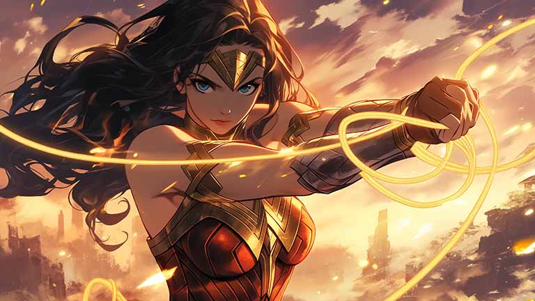 dc comics wonder woman golden armor desktop wallpaper cover
