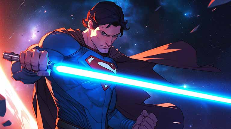 dc superman with lightsaber desktop wallpaper cover