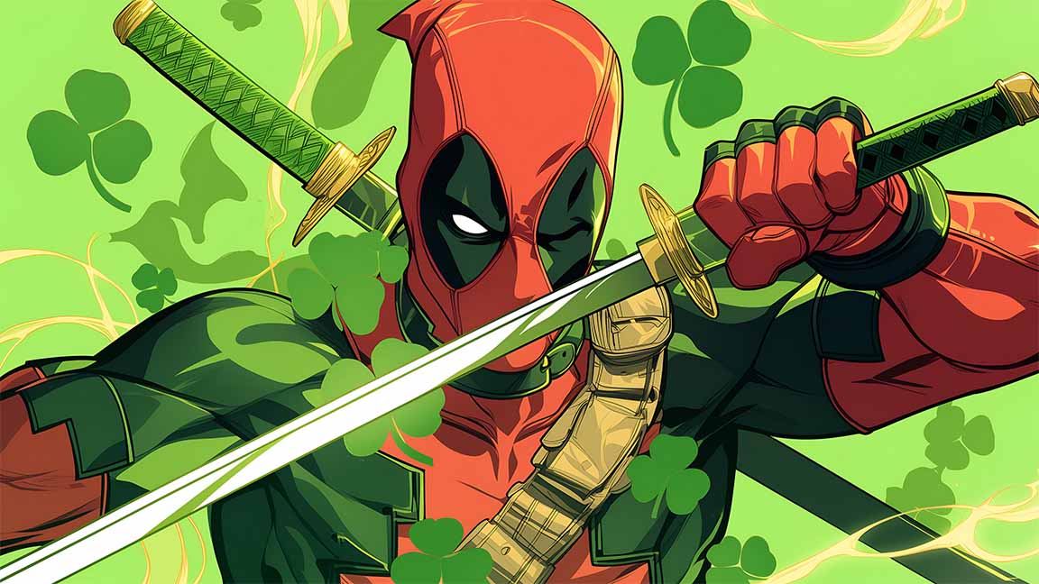 deadpool green outfit st patrick's day desktop wallpaper cover