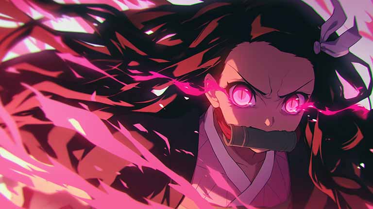 demon slayer nezuko kamado blood demon art desktop wallpaper cover