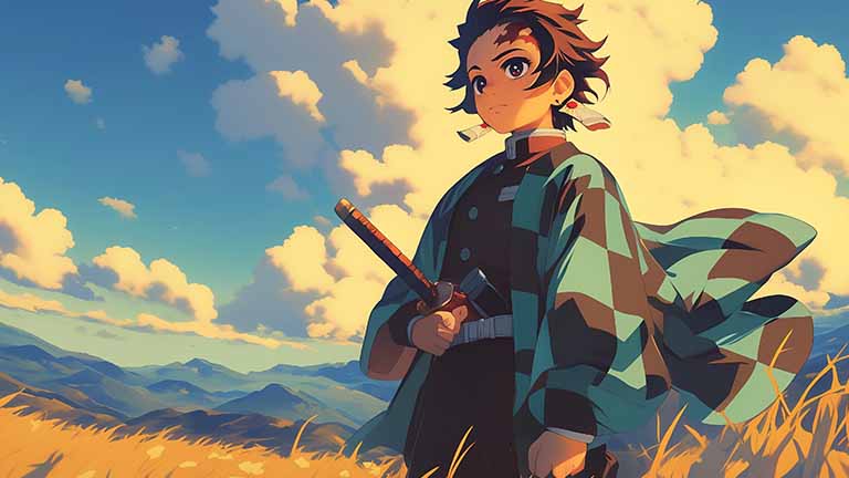 demon slayer tanjiro kamado determined desktop wallpaper cover