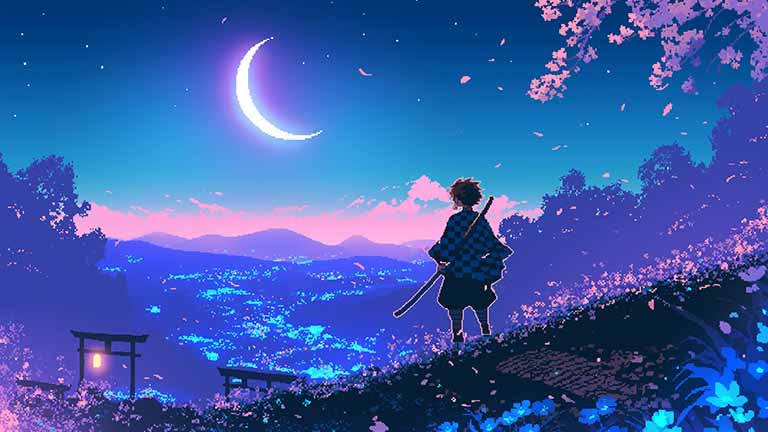 demon slayer tanjiro kamado pixel desktop wallpaper cover