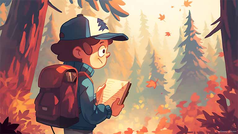 dipper fall journal forest desktop wallpaper cover