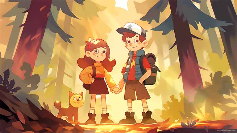 dipper mabel forest friendship desktop wallpaper cover