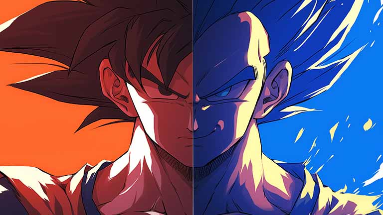 dragon ball z goku vegeta split face desktop wallpaper cover