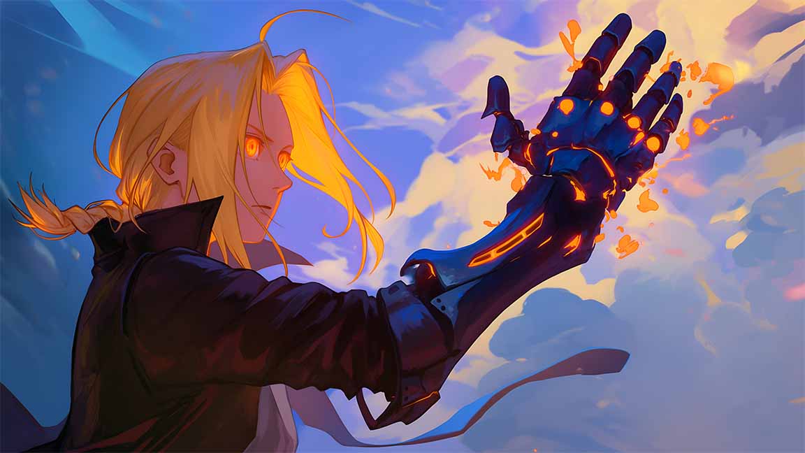 edward elric automail alchemy energy desktop wallpaper cover