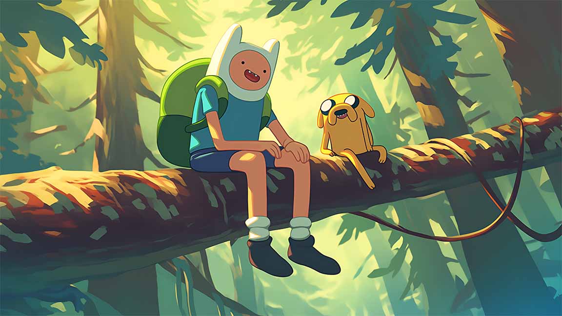 finn and jake adventure time forest desktop wallpaper cover