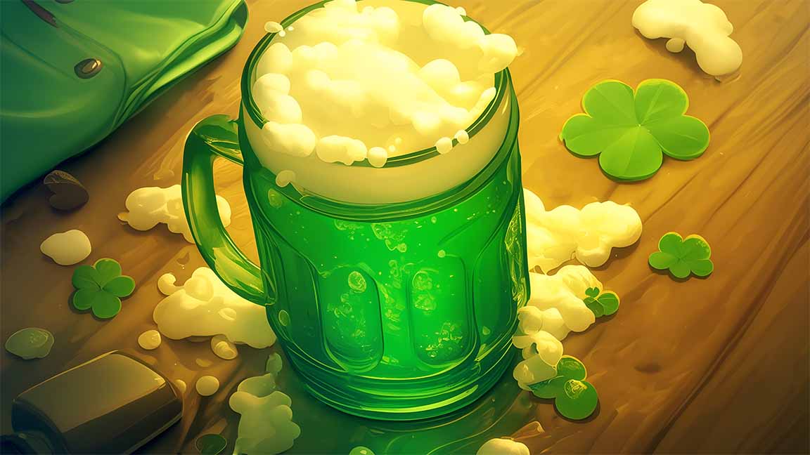 frothy green beer st patricks day desktop wallpaper cover
