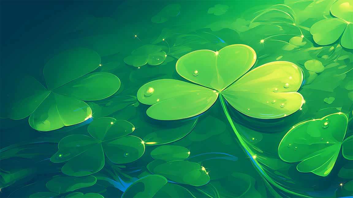 glowing lucky shamrock clover st patrick's day desktop wallpaper cover