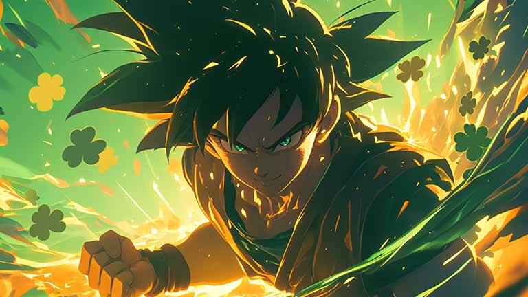 goku clover power st patricks day desktop wallpaper cover