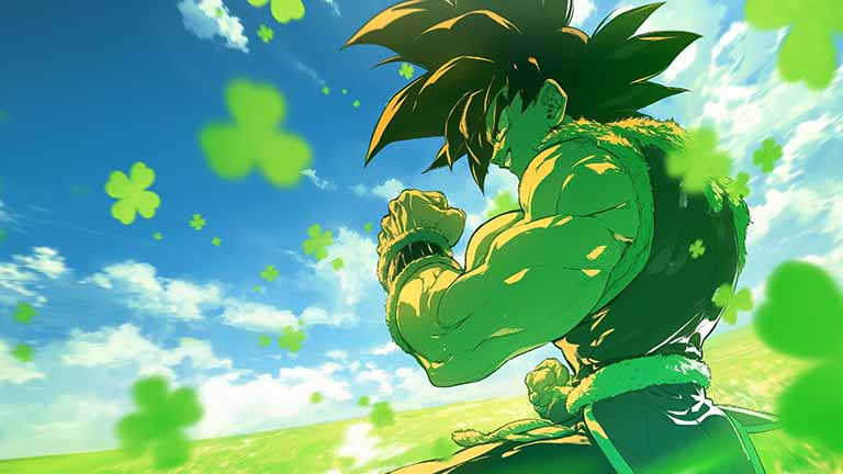 goku lucky clover st patricks day desktop wallpaper cover