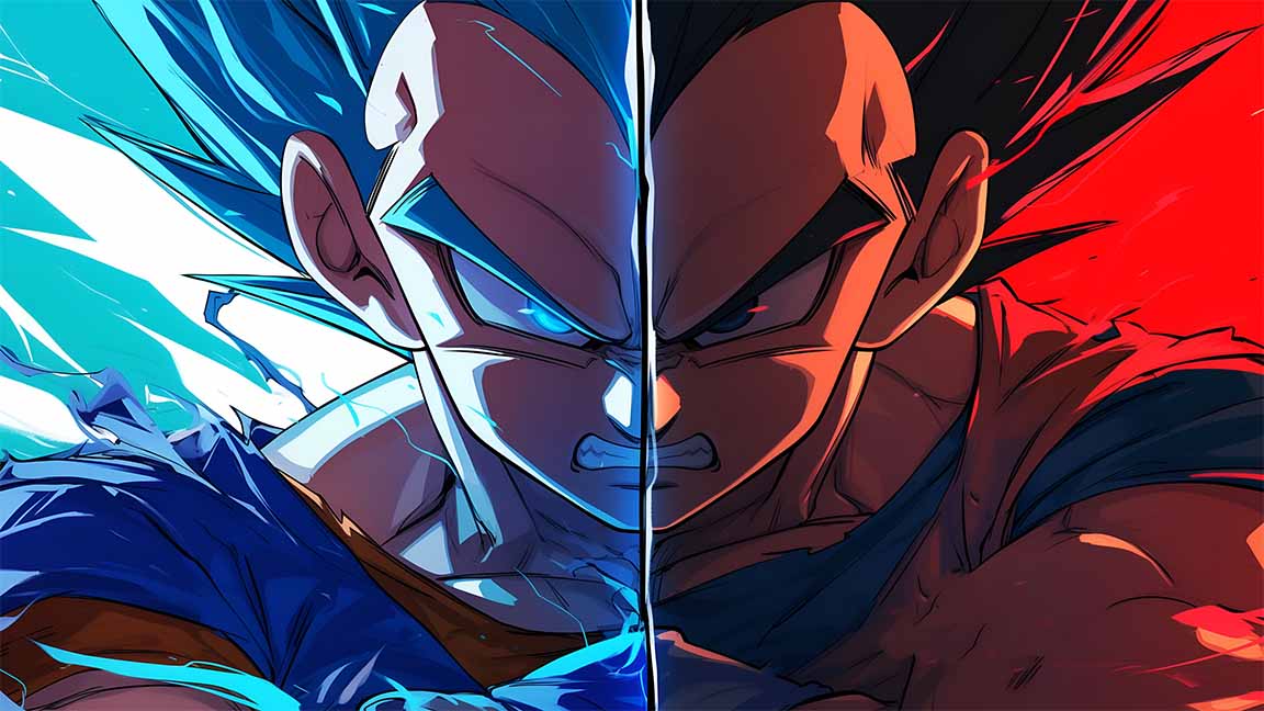 goku vegeta split power dragonball desktop wallpaper cover