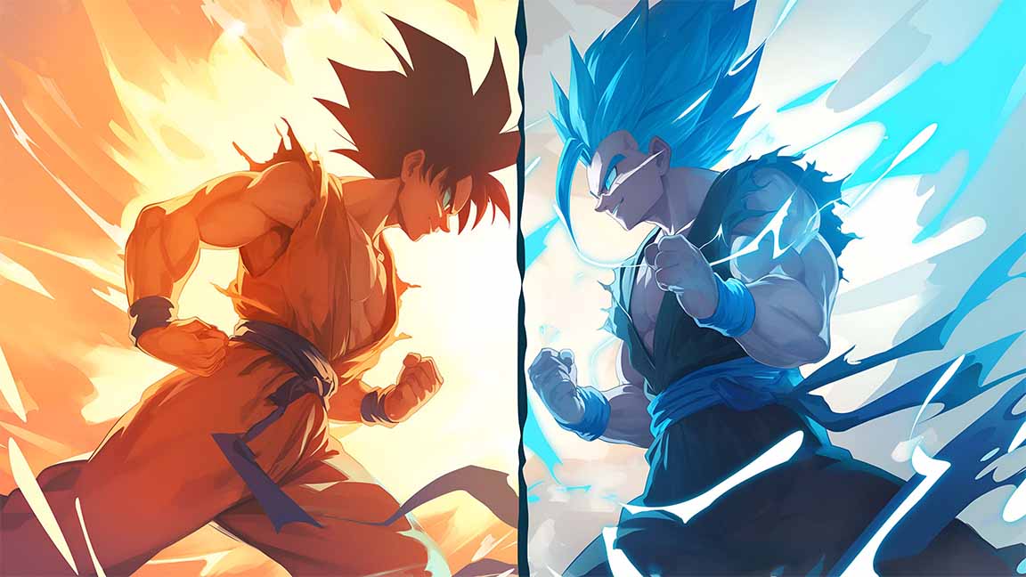 goku vs vegeta super saiyan power desktop wallpaper cover