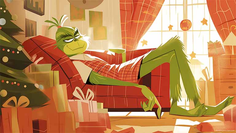 grinch christmas morning preppy look desktop wallpaper cover