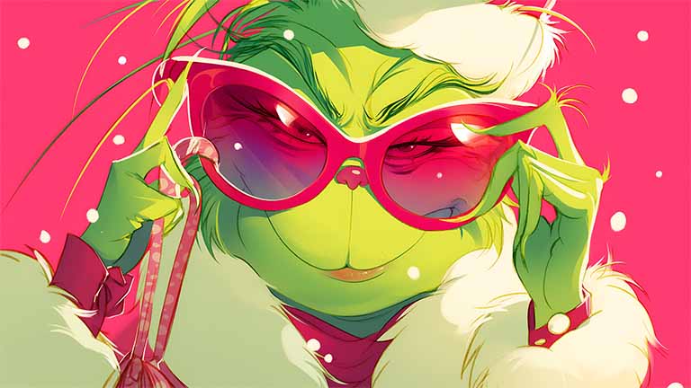 grinch cute chic look desktop wallpaper cover