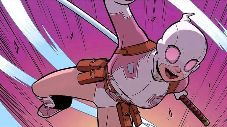 gwenpool action shot desktop wallpaper cover