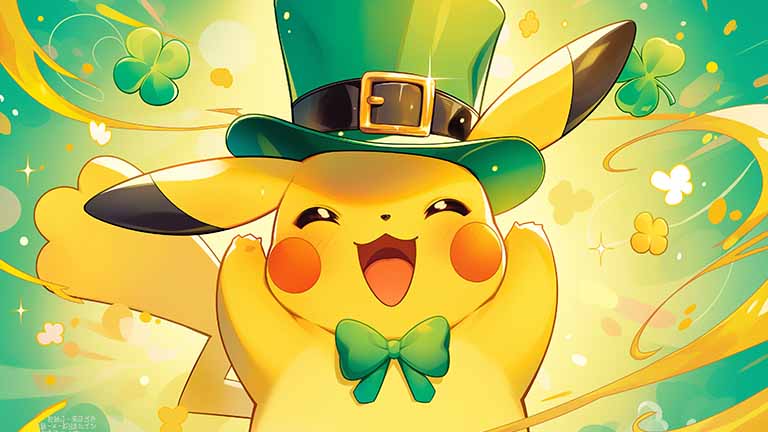 happy pokemon pikachu st patricks day desktop wallpaper cover