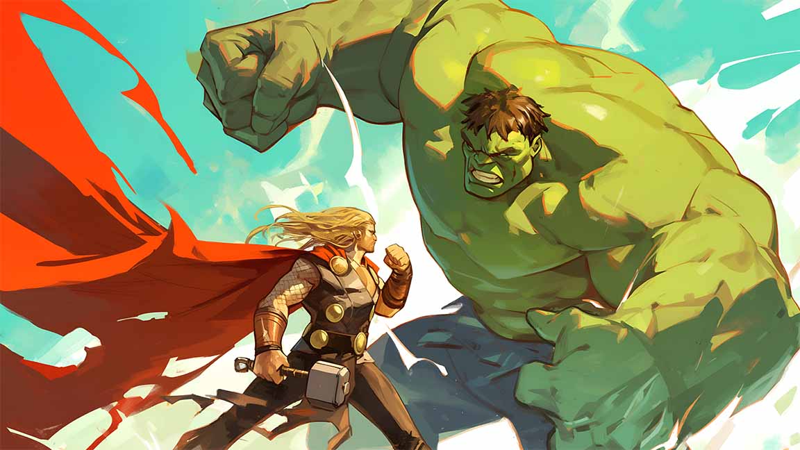 hulk vs thor comic battle desktop wallpaper cover
