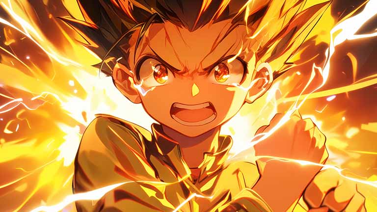 hunter x hunter gon with aura desktop wallpaper cover
