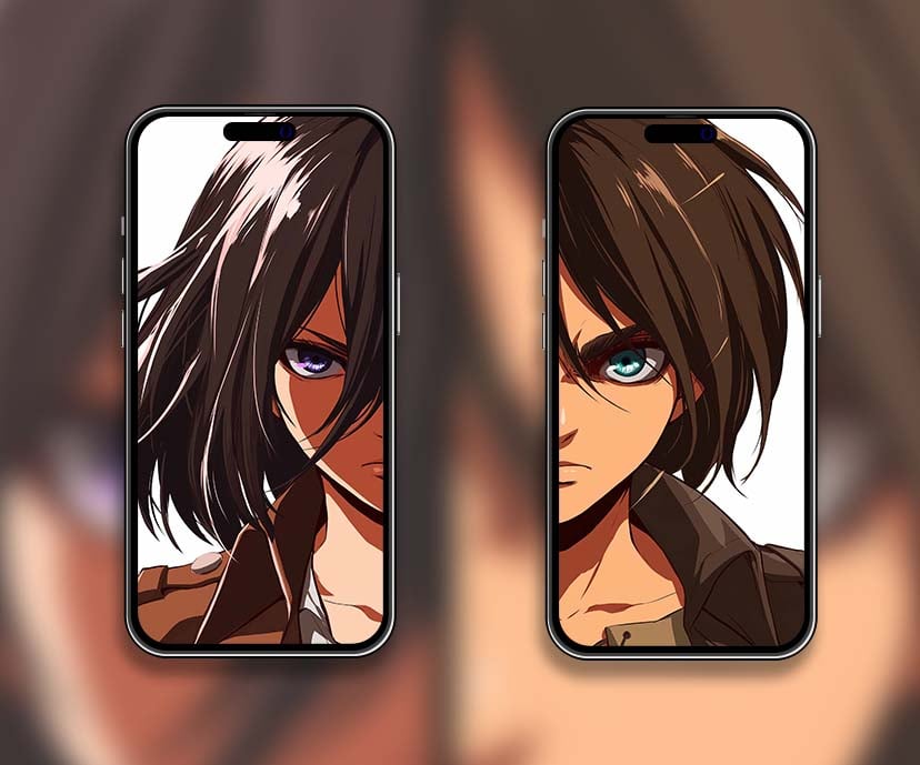 intense mikasa eren aot matching wallpapers collection